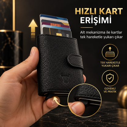 Lyon - Mekanizmalı Hakiki Deri Cüzdan