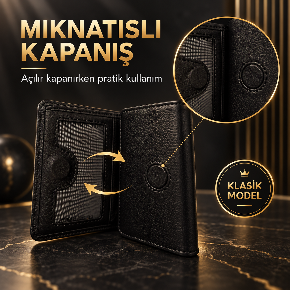 Stokholm - Hakiki Deri Mıknatıslı Cüzdan